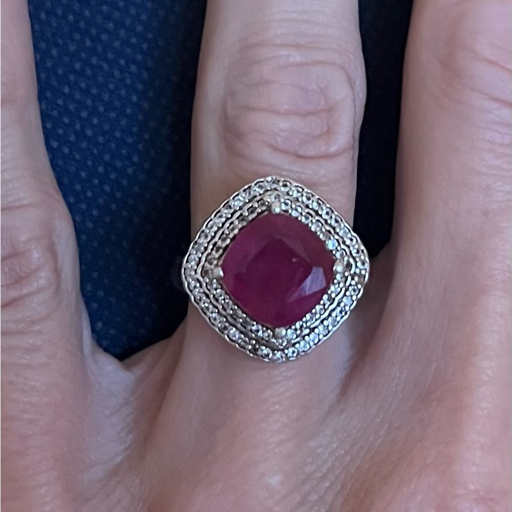 Ruby And Silver Vintage-Inspired Ring - image 1